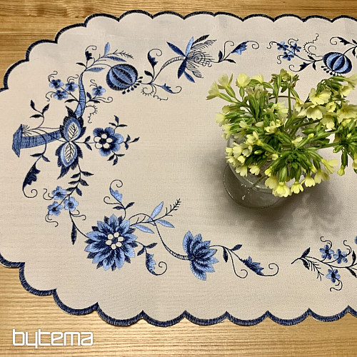 Manteles bordados CEBOLLA AZUL-BLANCO