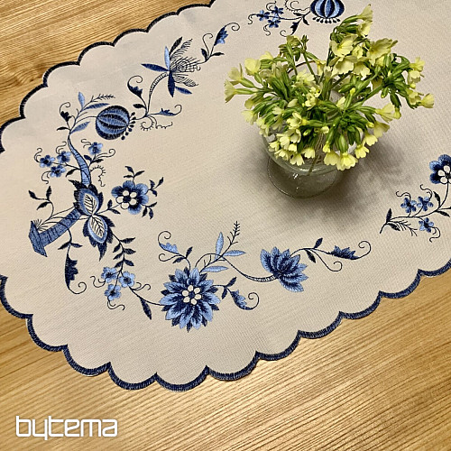 Manteles bordados CEBOLLA AZUL-BLANCO