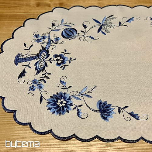 Manteles bordados CEBOLLA AZUL-BLANCO