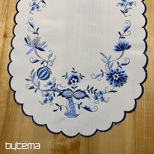 Manteles bordados CEBOLLA AZUL-BLANCO