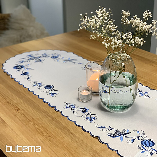 Manteles bordados CEBOLLA AZUL-BLANCO