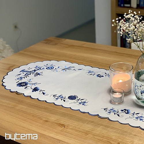 Manteles bordados CEBOLLA AZUL-BLANCO