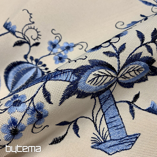 Manteles bordados CEBOLLA AZUL-BLANCO