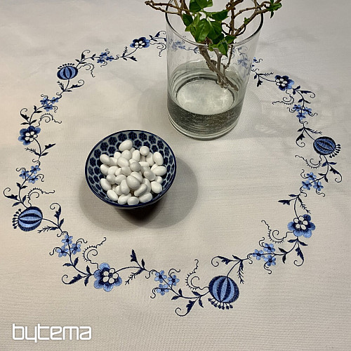 Manteles bordados CEBOLLA AZUL-BLANCO