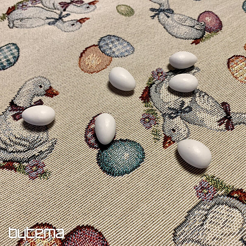 Mantel y pañuelo Gobelino Pascua-Oca blanco