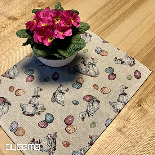 Mantel y pañuelo Gobelino Pascua-Oca blanco