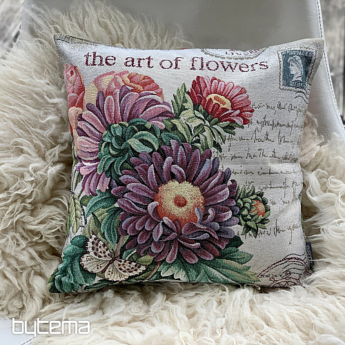 Funda de almohada tapiz FLOR - POSTAL MORADO