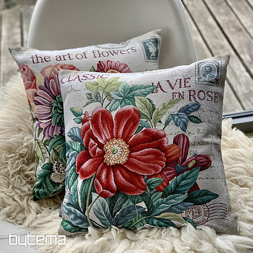 Funda de almohada tapiz FLOR - POSTAL MORADO