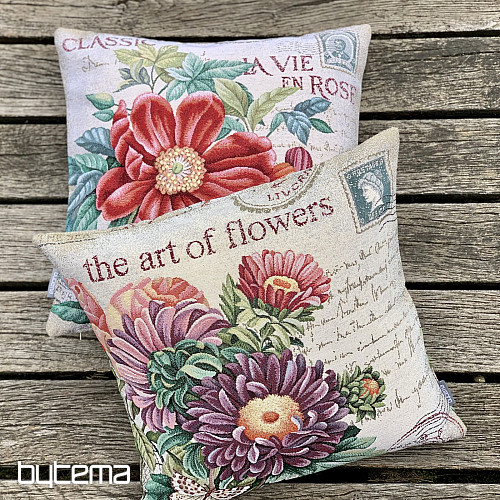 Funda de almohada tapiz FLOR - POSTAL MORADO
