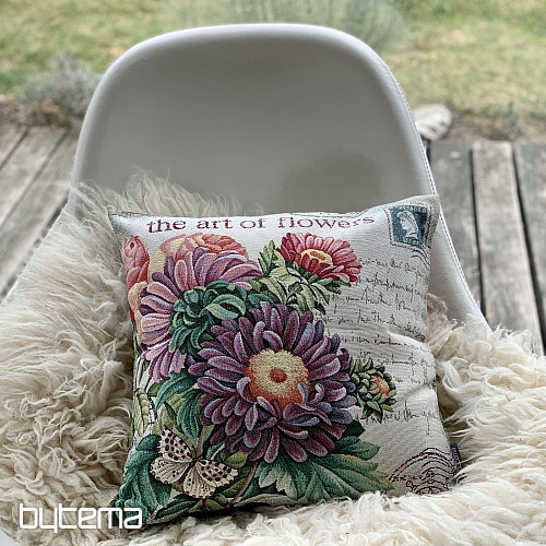 Funda de almohada tapiz FLOR - POSTAL MORADO