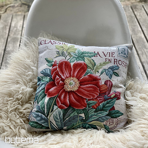 Funda de almohada tapiz FLOR - POSTAL ROJO