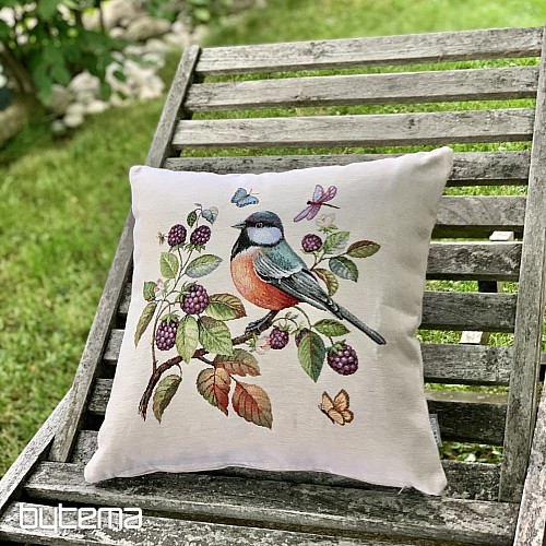 Funda de cojín tapiz PÁJARO ACEBO EN EL BARBERRY