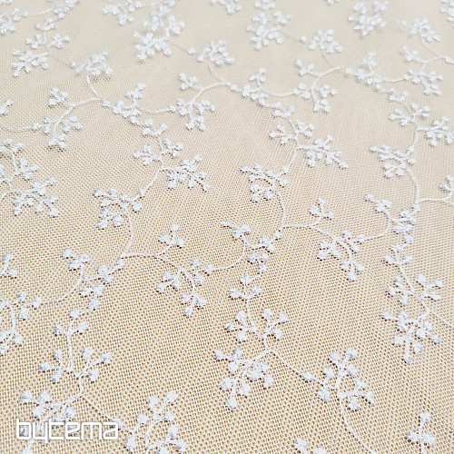 Cortina bordada de lujo TINY WHITE Twig