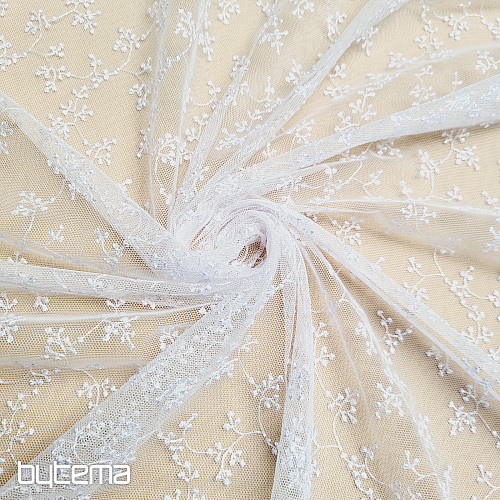 Cortina bordada de lujo TINY WHITE Twig
