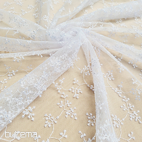 Cortina bordada de lujo TINY WHITE Twig
