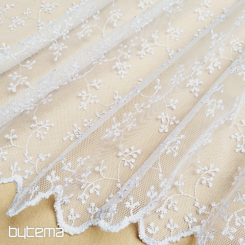 Cortina bordada de lujo TINY WHITE Twig