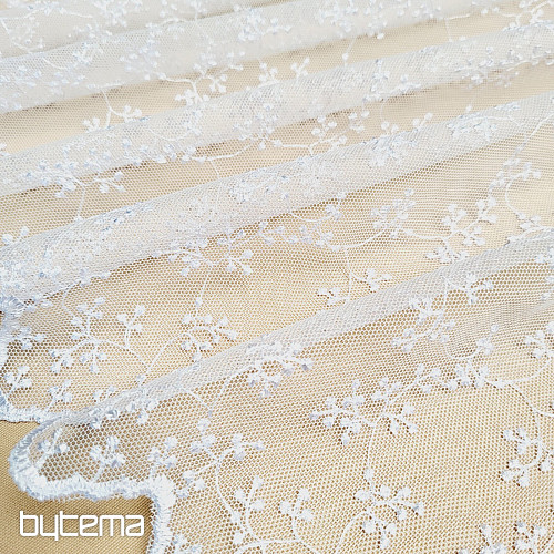 Cortina bordada de lujo TINY WHITE Twig