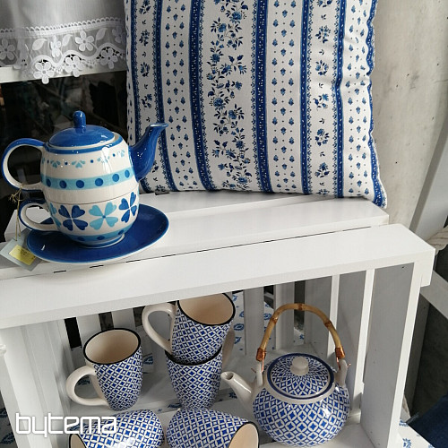 Tela de algodón MAJOLIKA raya azul