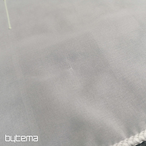 Cortina de gasa blanca con bordado verde-beige