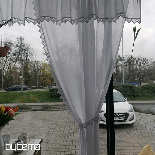 Cortina terminada - set: 2 cortinas + 1 volante con puntilla