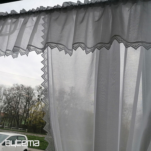 Cortina terminada - set: 2 cortinas + 1 volante con puntilla