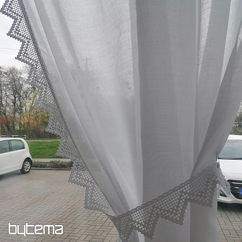 Cortina terminada - set: 2 cortinas + 1 volante con puntilla