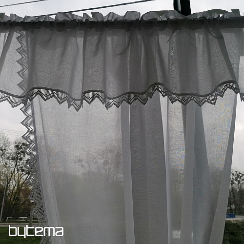 Cortina terminada - set: 2 cortinas + 1 volante con puntilla
