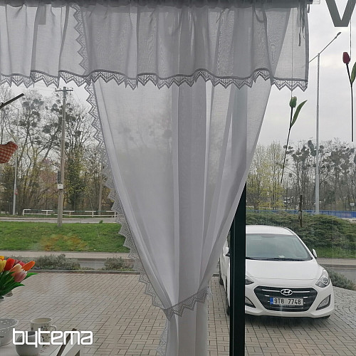 Cortina terminada - set: 2 cortinas + 1 volante con puntilla
