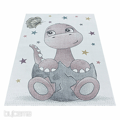 Alfombra infantil de lujo FUNNY DINOSAURS ROSA