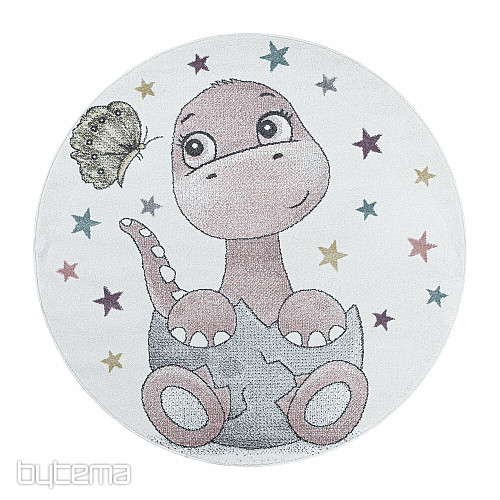 Alfombra infantil de lujo FUNNY DINOSAURS ROSA