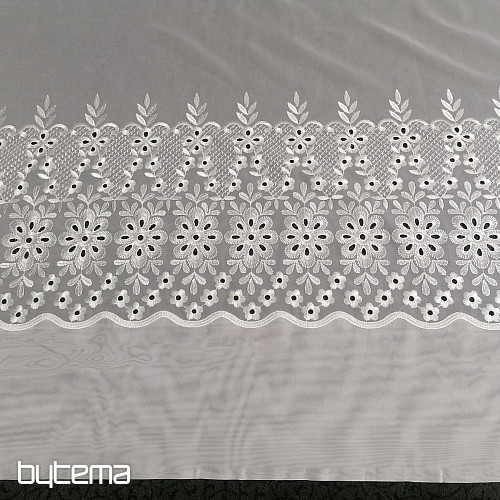 Cortina bordada de lujo Melanie blanco 17560