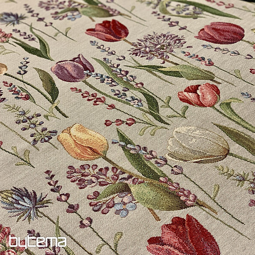 Mantel de gobelino, pañuelo de tulipanes primaverales