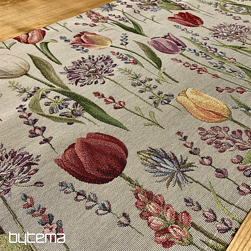 Mantel de gobelino, pañuelo de tulipanes primaverales
