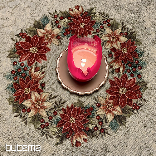 Manteles y mantones tapiz navideño CORONA DE NAVIDAD BALLENA ROSA