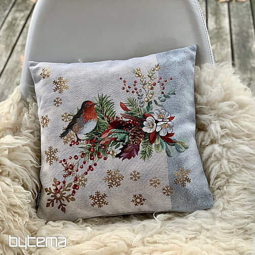 Funda tapiz navideño PÁJARO DE NAVIDAD CON RAYA GRIS