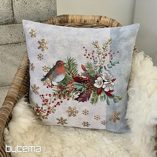 Funda tapiz navideño PÁJARO DE NAVIDAD CON RAYA GRIS