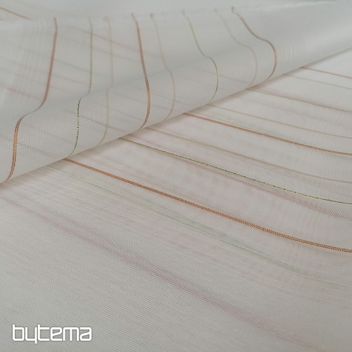 Cortina voile rayas verde-cobre
