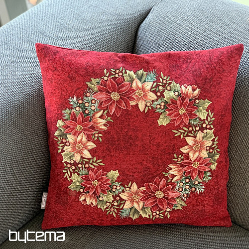 Funda tapiz navideño ROSA DE NAVIDAD - CORONA DE ACEBO ROJA