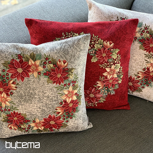 Funda tapiz navideño ROSA DE NAVIDAD - CORONA DE ACEBO ROJA