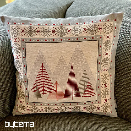 Funda tapiz navideño ÁRBOLES GRIS-ROJO