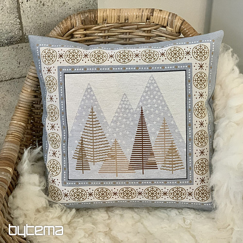 Funda tapiz navideño ARBOLES GRIS-MARRON