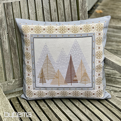 Funda tapiz navideño ARBOLES GRIS-MARRON