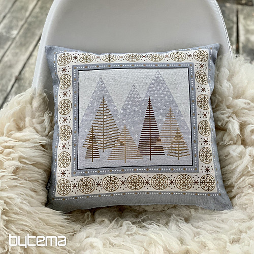 Funda tapiz navideño ARBOLES GRIS-MARRON