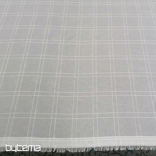 Cortina voile cuadros blancos con hilo crema