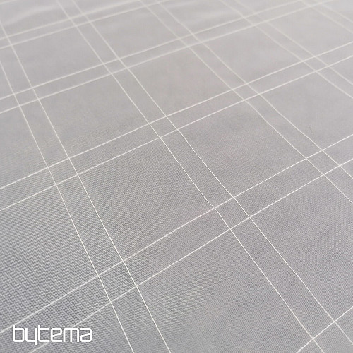 Cortina voile cuadros blancos con hilo crema