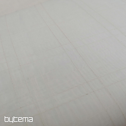 Cortina voile cuadros blancos con hilo crema