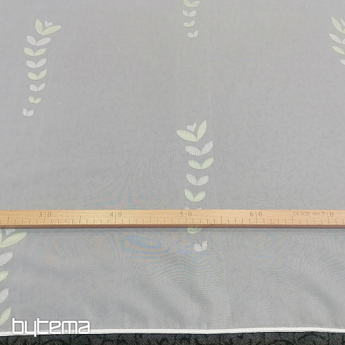 Cortina voile blanca - hojas verdes 12159