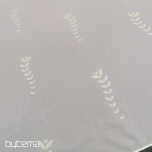Cortina voile blanca - hojas verdes 12159