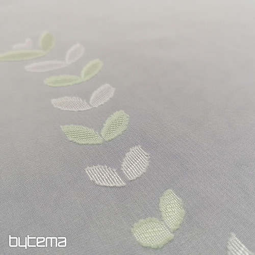 Cortina voile blanca - hojas verdes 12159
