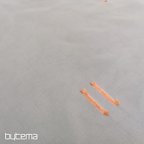 Cortina de voile color crema claro con líneas cosidas en terracota